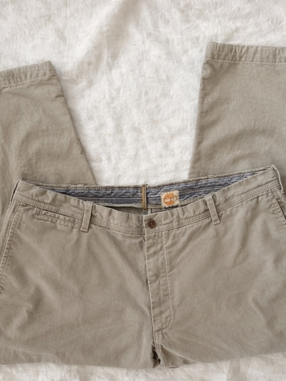 Timberland Khaki Chino Pants Cotton Twill Tree Logo Men’s 42x32